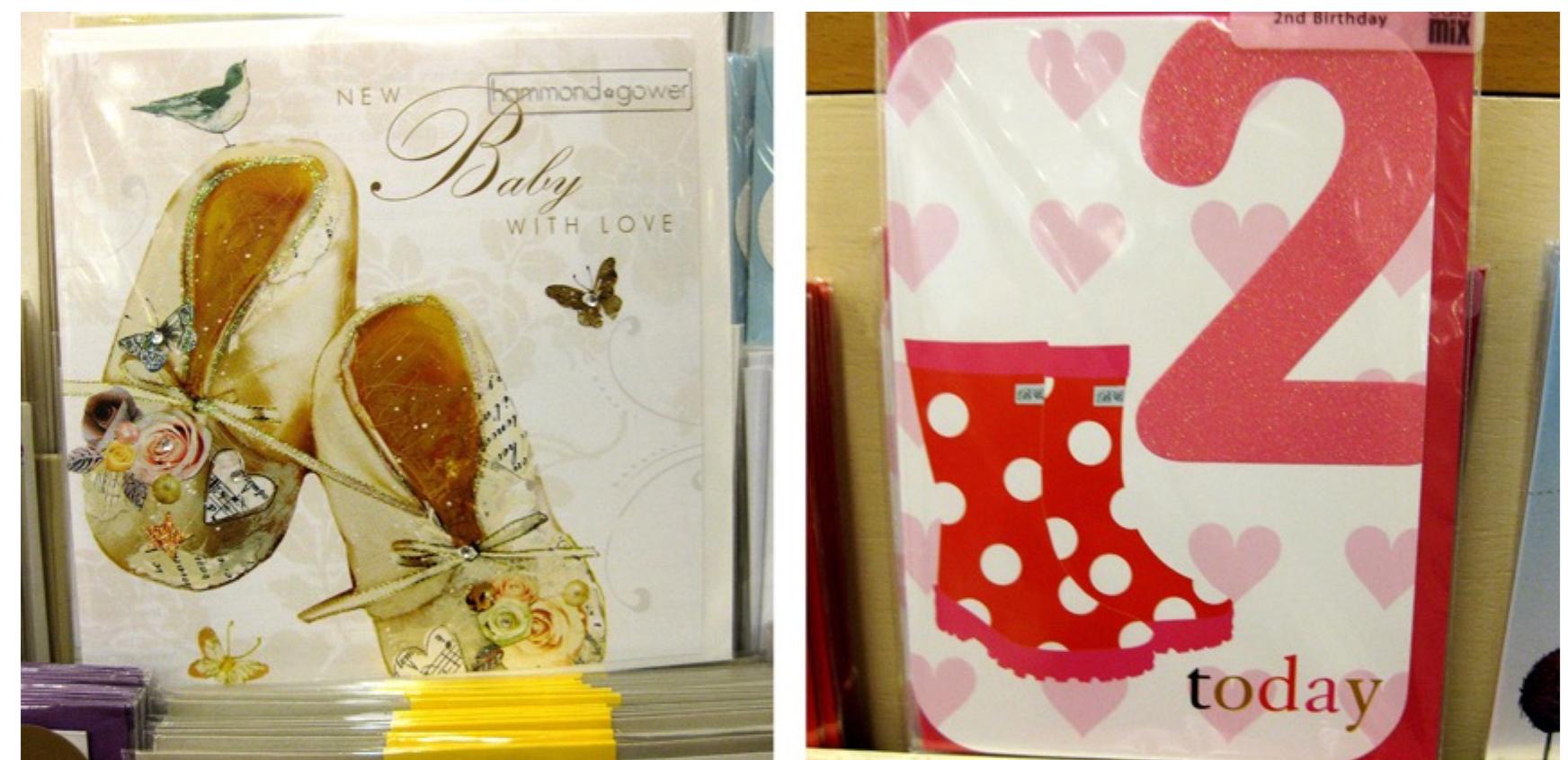 Fig. 4.15: Two-year-old birthday card in John Lewis, Sheffield, March 2012.  Fig. 4.14: New baby card in John Lewis, Sheffield, March 2012. 