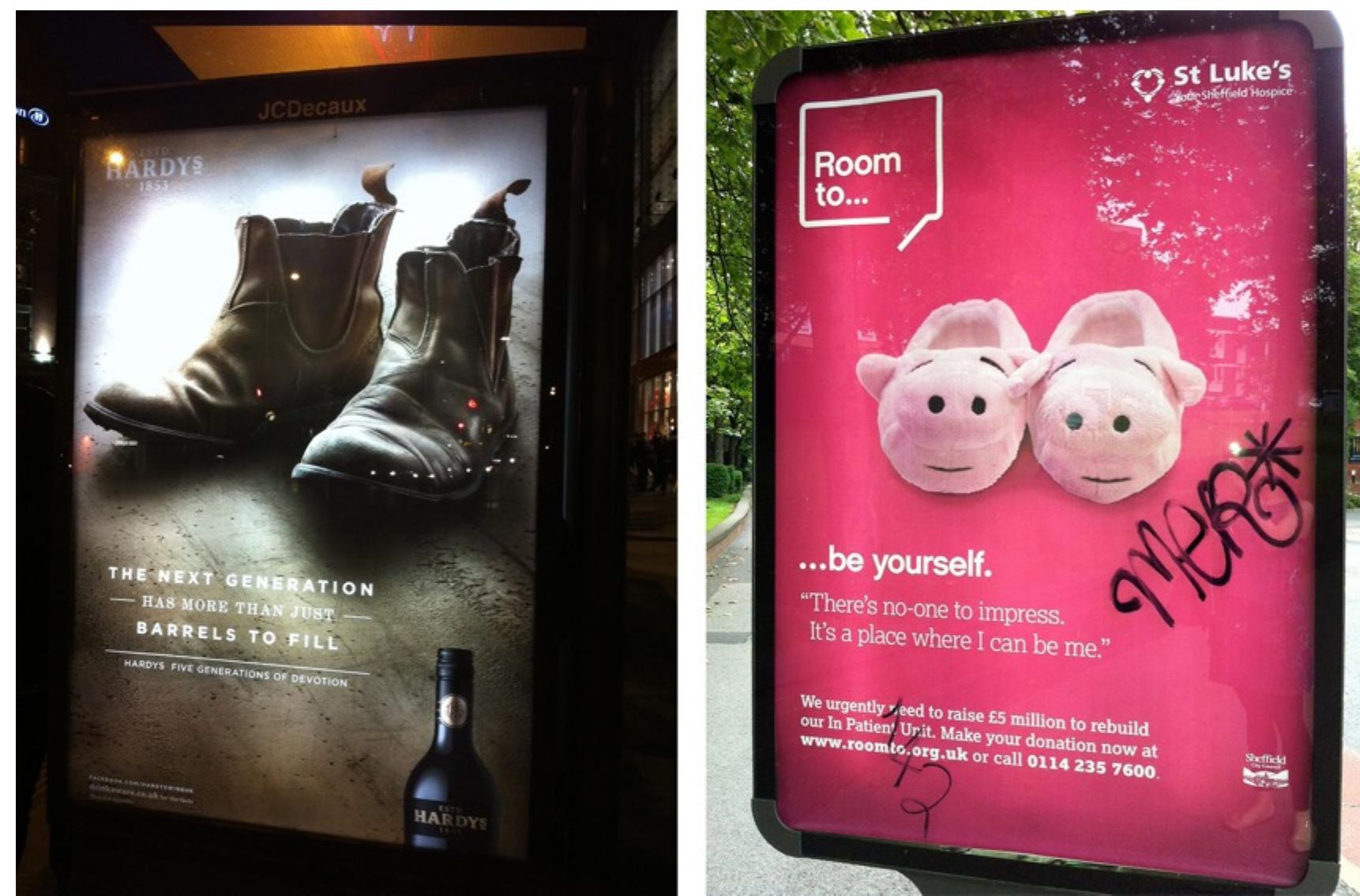 ‘ig.4.36: Street advertisement in Sheffield, 2013. Own photograph.  Fig. 4.35: Street advertisement in Nottingham, 2013. Own photograph. 