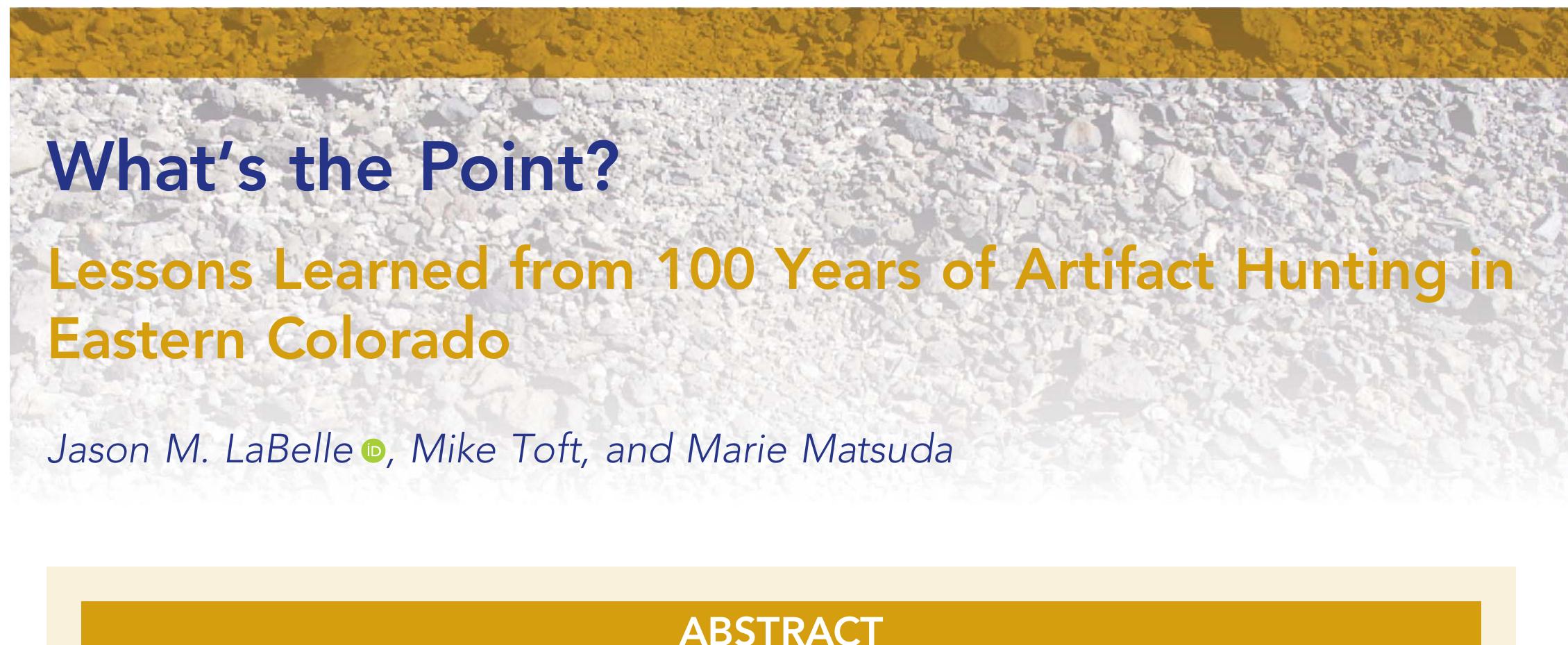 Our professional understanding of the archaeological record is informed through academic research interest, the nature (tensions of time/ money/location) of cultural resource management, and the ability of archaeologists to fully access diverse forms of data potentially available to them. Knowledge of eastern Colorado is poorly known, given that 40% of the state is publicly owned (federal and state) and most professional work occurs on land administered by federal agencies in western Colorado. Given this research disparity, we argue that professional archaeologists in eastern Colorado would certainly benefit from expanding their research networks to include the efforts of avocational archaeologists. Our article describes how artifact collectors have searched eastern Colorado for the past 100 years; although their methods differ from professional approaches, their cumulative efforts provide a nuanced read of the archaeological record. Differences relate to increased time spent on sites, access to a variety of landforms, and repeated visits over the long term. We present a case study on playa lake archaeology to emphasize these concepts and provide suggestions as to how archaeologists can create better partnerships to unlock potentially novel perspectives of the archaeological record.  