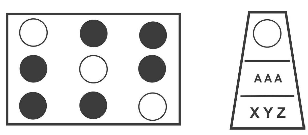 Fig. 3. Theoretical model of the location of the burials with weapons in cemeteries and its social significance. Left — “Celtic horizon”; right - “Dacian horizon”. Circles: burials with weapons; black dots: burials without weapons; A ... Z: other social groups whose funerals were different from  those of the warlike elites (after Rustoiu 2021). 