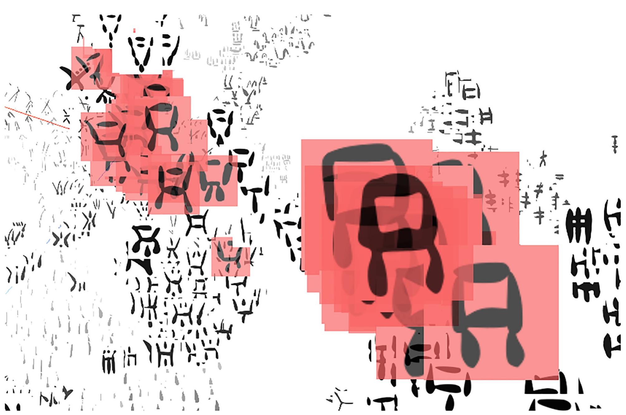 Fig 7. Separation of a CM grapheme in two groups in the 3D scatter plot. Example of sign 097.  
