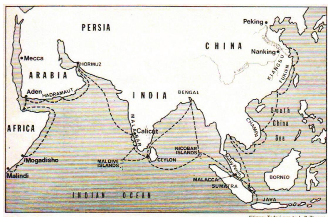 Cheng Ho Map Java Map of cheng ho’s routes (taken from nora c. buckley: the