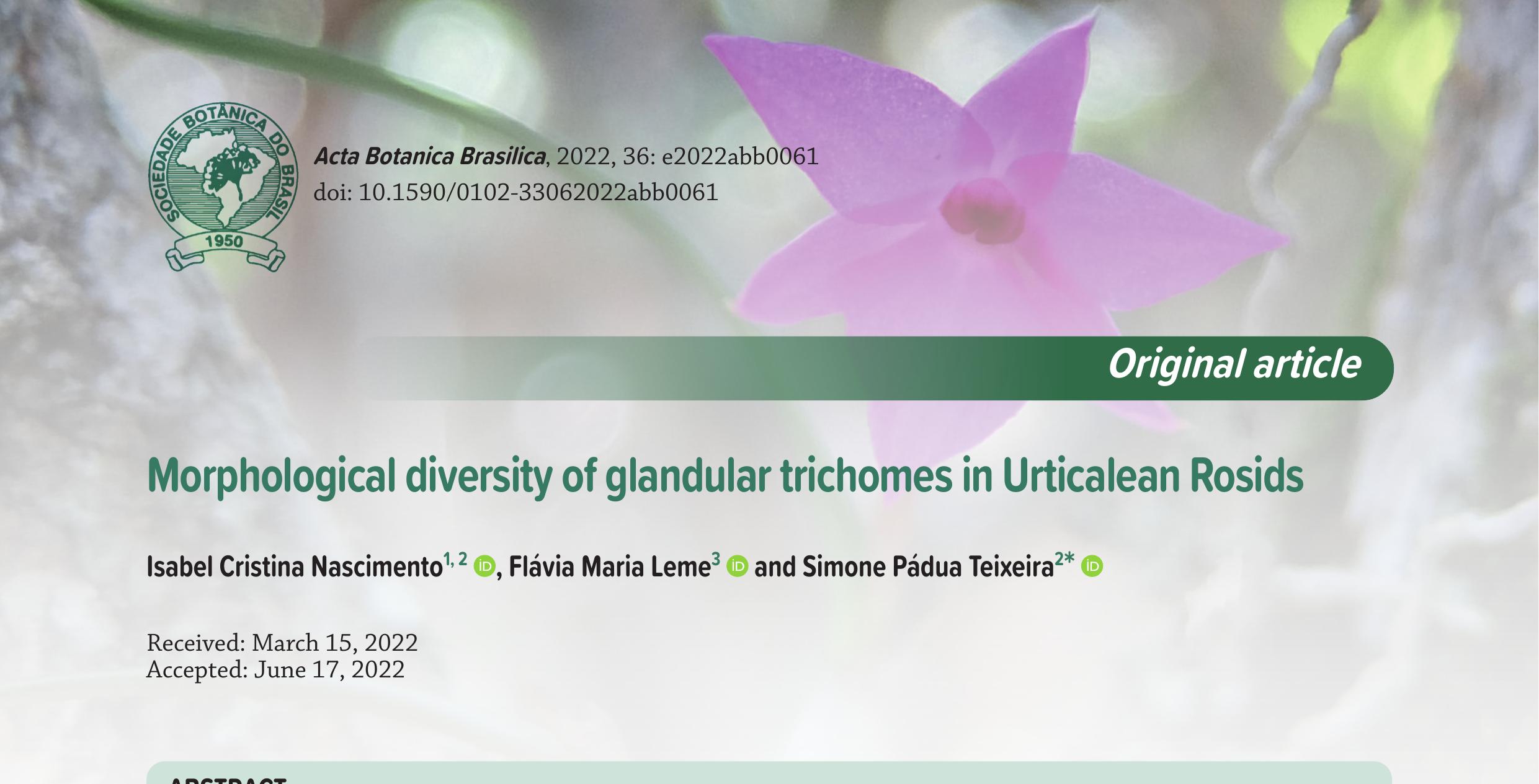 (PDF) Morphological diversity of glandular trichomes in Urticalean Rosids
