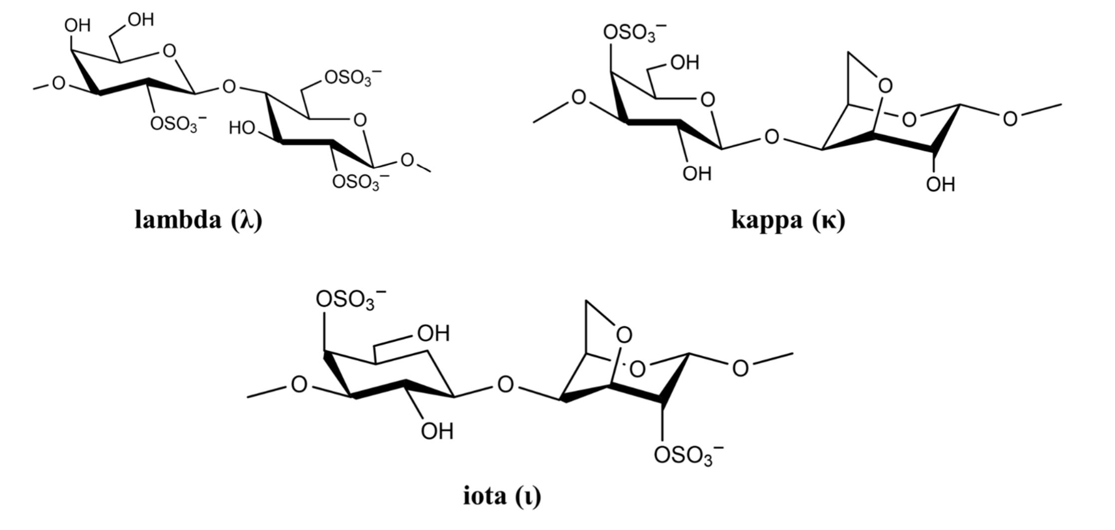 Shemberg Chemical structure of lambda (a), kappa (k), and iota (t)
