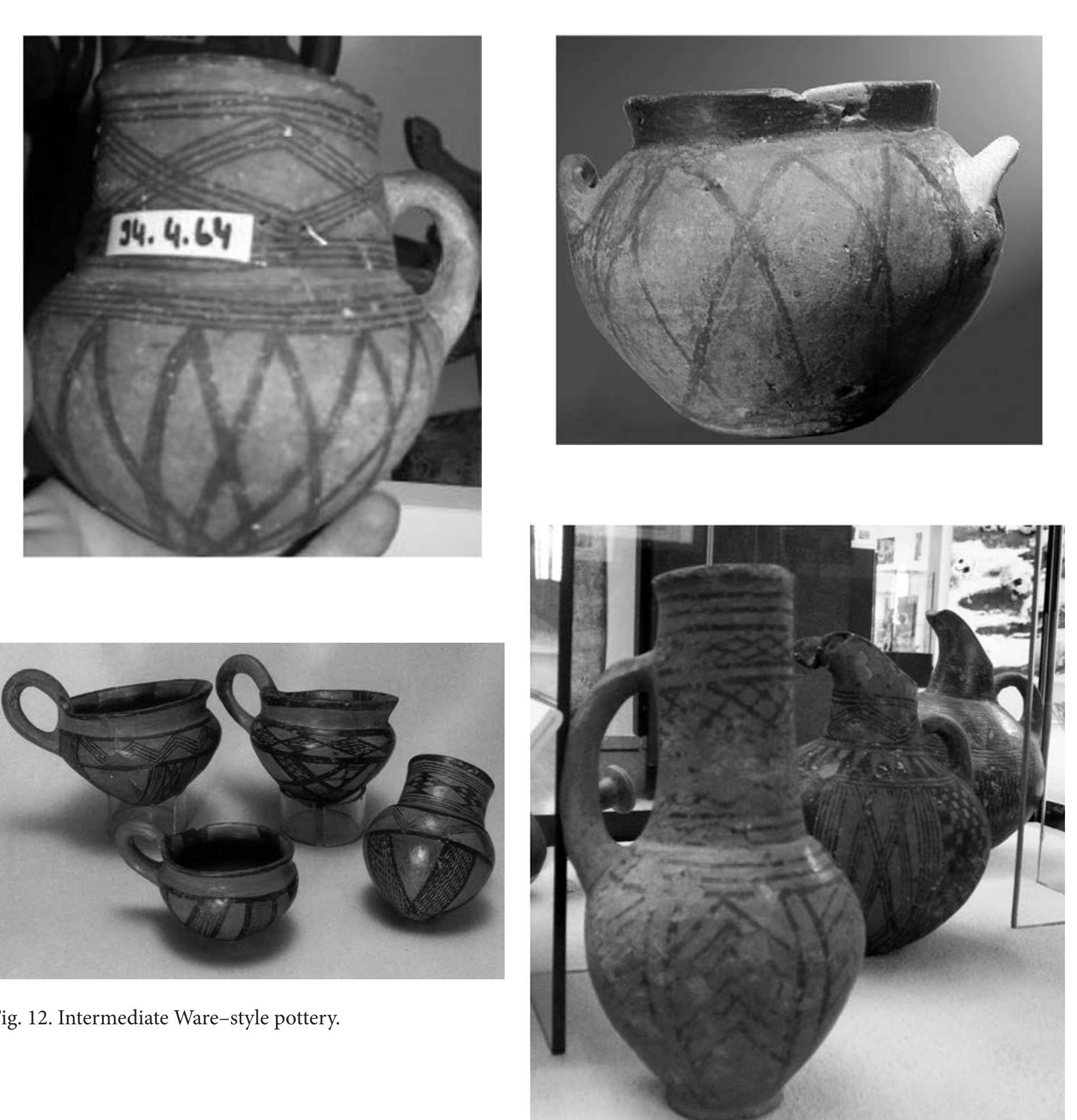 have a pinkish-red slip and have zigzag, chevron, straight, or wave decorations in purplish-brown color on the upper side of their bodies. The most popular forms are cups, pannikins, and crockery (fig. 12).  a2 4 4 4 ° 4 _  Alisar III is also well known from Kiltepe and Alisar. Studies have shown that Alisar III pottery is very abun- dant in these two settlements (T. Ozgii¢ 1953, 62-65; 1963, 34; Mori and Omura 1990, 297-98; Omura 1993, 375) Alisar III pottery in Ktiltepe is found in Levels 8-11 in the tepe, while being found in Levels 2-4 in the karum, o1 lower city (Ozgiic 1963, 24, 34; Emre 1989, 119). They are handmade, with plant inclusions and contain a smal amount of sand. Their surfaces are slipped in buff, yellowish buff, light-red, and reddish-brown colors and the  most typical vessel forms are concave, handled or unhandled bowls, cups with single handles, jugs, and crockery (fig. 13; T. Ozgiic 1953, 62-65; Emre 1989, 117). 