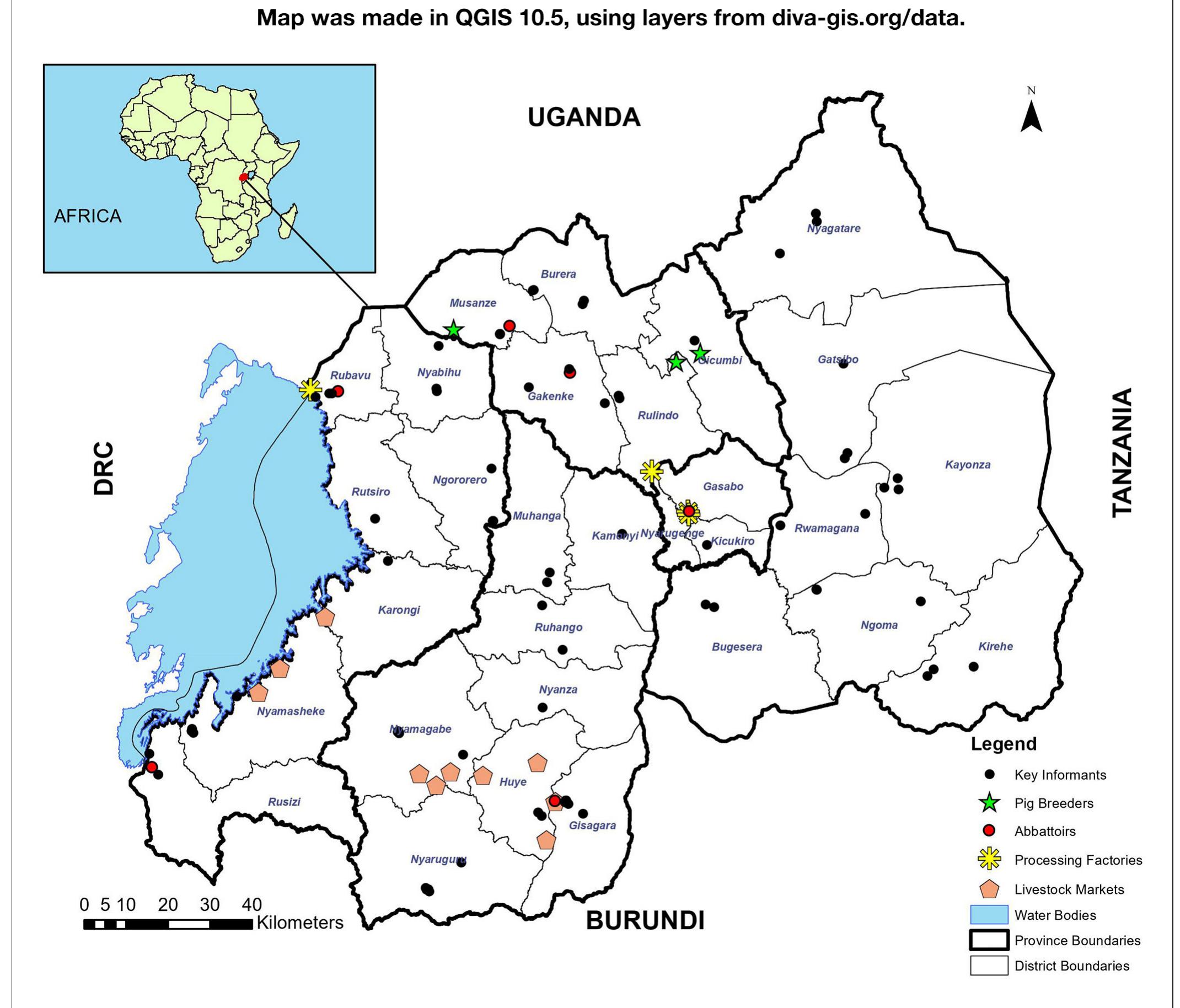 | map of rwanda with administrative boundaries showing the