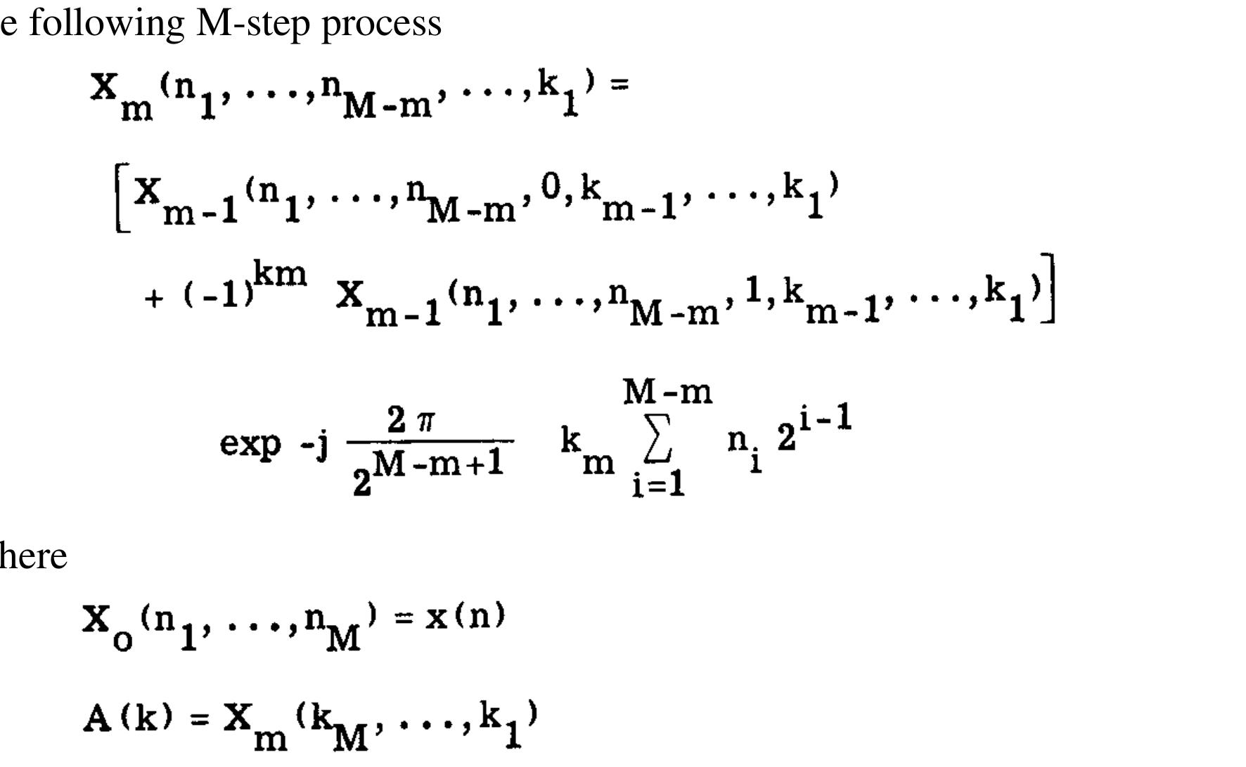Figure 4 - Fast Fourier Transform Algorithm Formulation