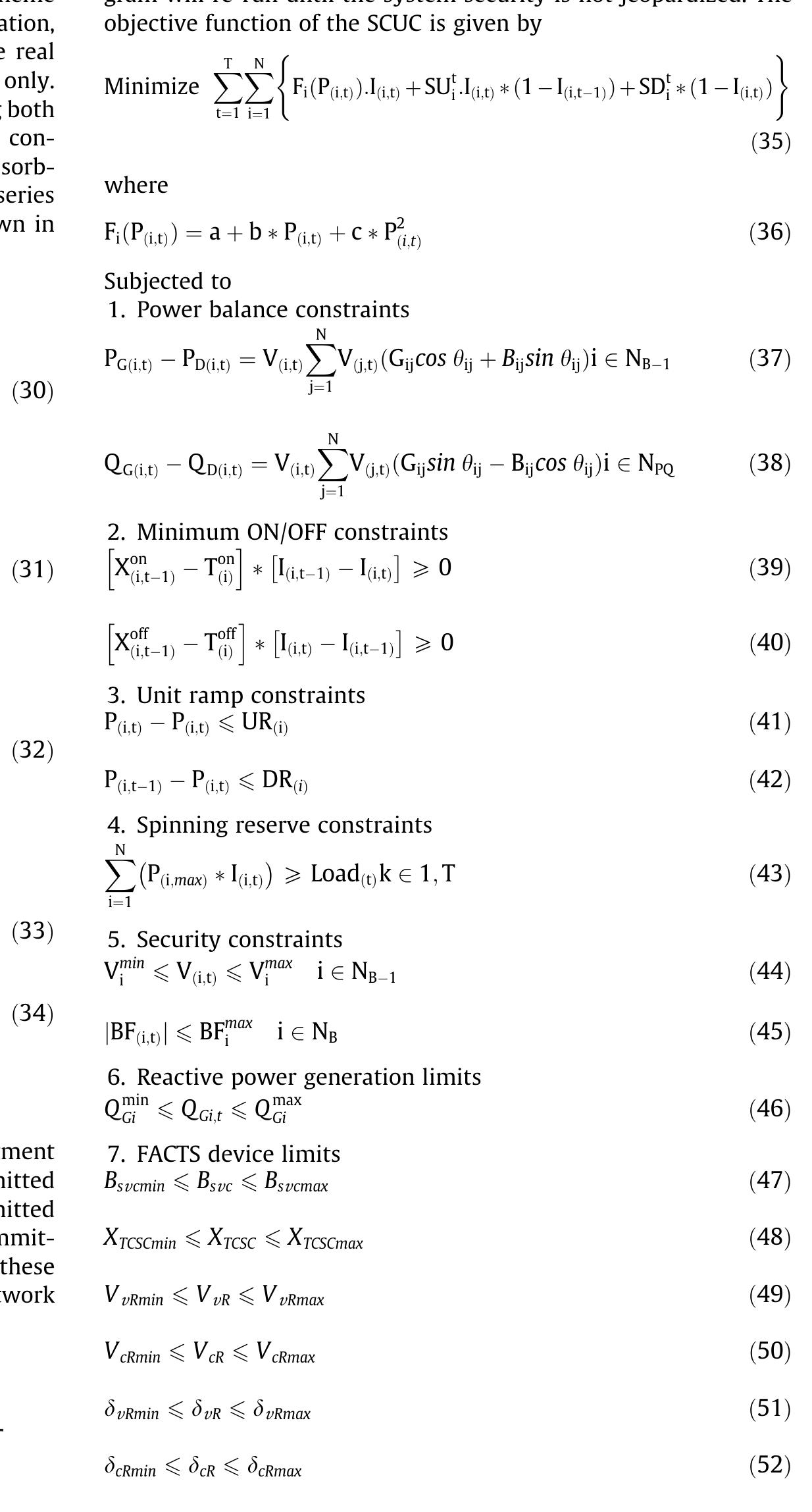 Abc algorithm for scuc with facts devices