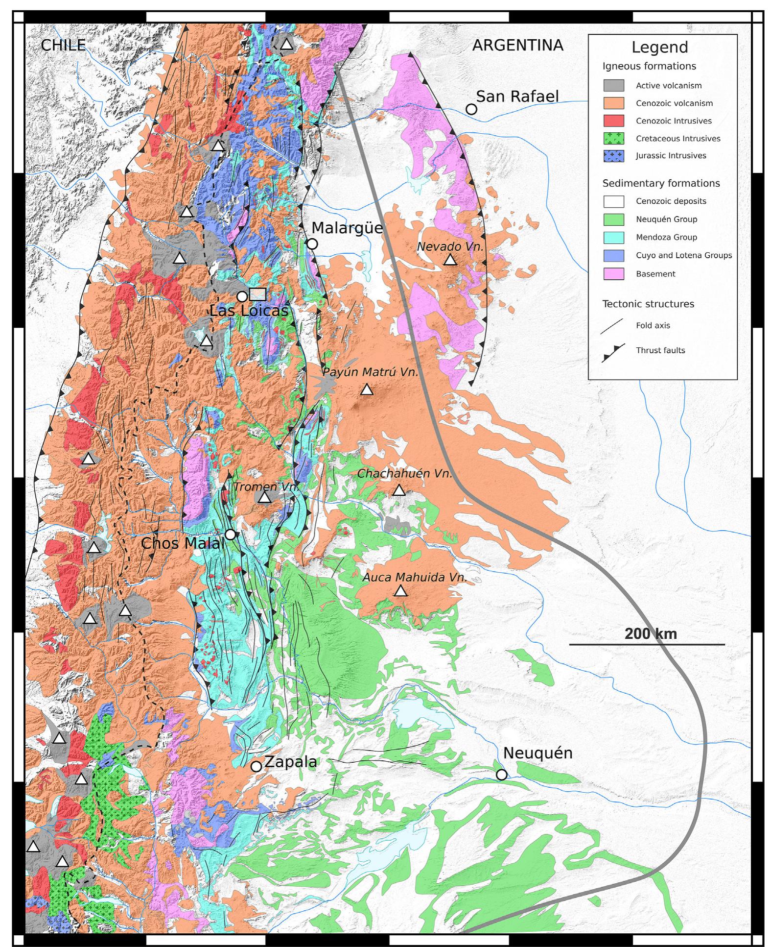 Simplified geological map of the neuquén basin and