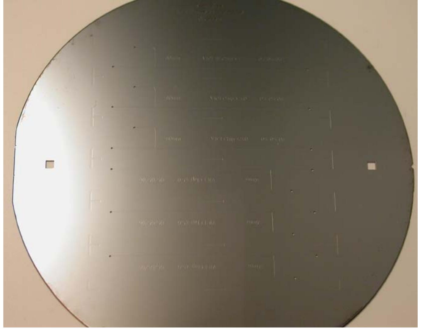 Silicon wafer fabrication process after drie, performed at