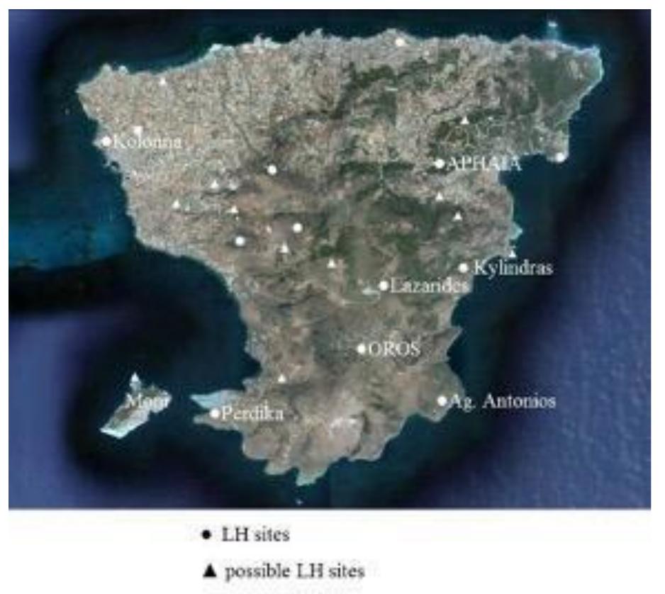 Supplementary Figure 31. Map of Aegina with the location of Lazarides and other Late  Supplementary Figure 31. Map of Aegina with the location of Lazarides and other Late  Helladic (LH) sites. 