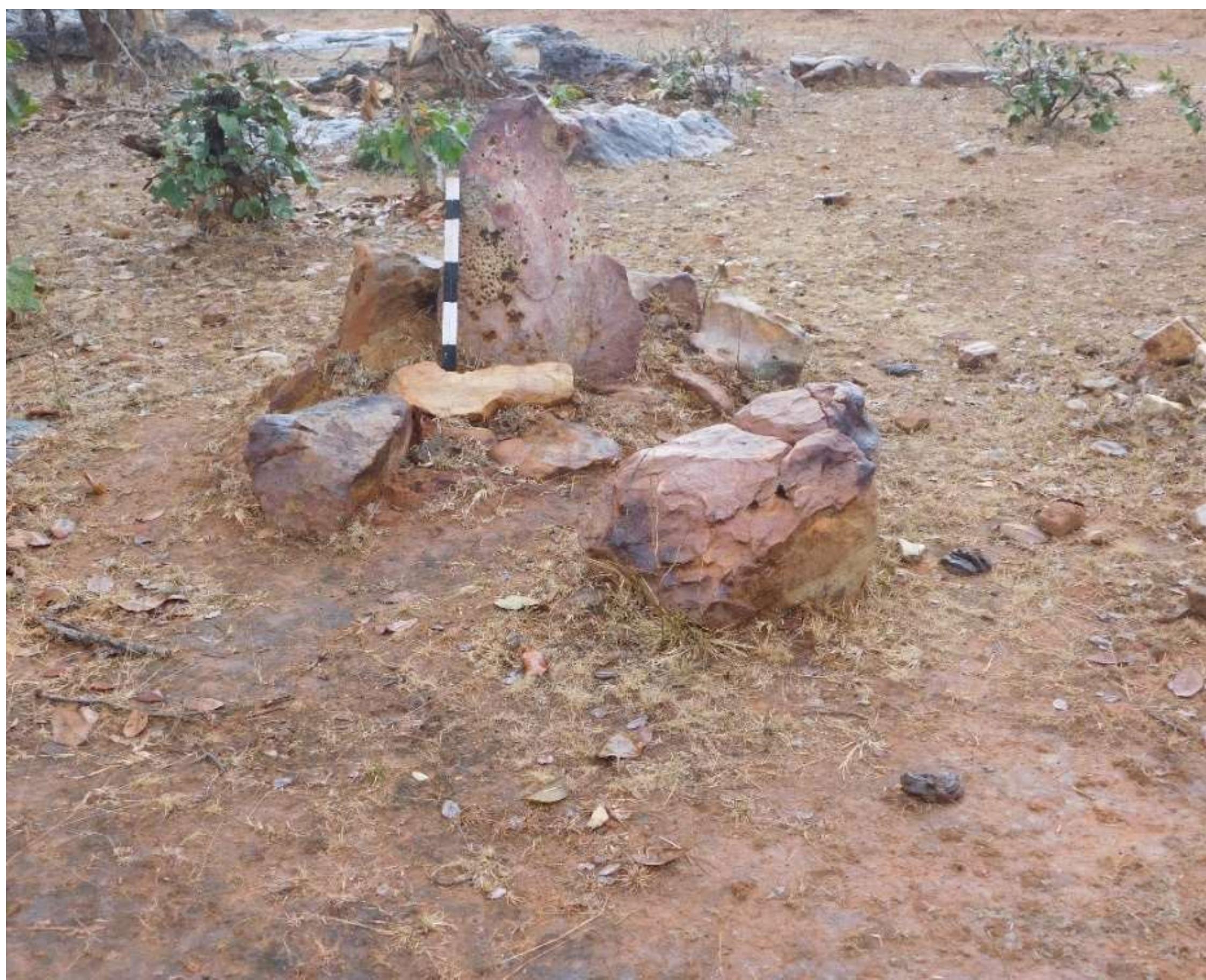 sarodag IT: (83°37'47.1"E and 24°34'37.3"N, Elevation- 1701 ft): This site is very near to Barohia Mand vhich is a Palaeolithic site!?. Distance between this site and Barohia Mand is not more than 800 neters and this is on the eastern side of Barohia Mand. Several microliths and one stone hammer was ound from this site. This site seems to be an open-air site where people came here for hunting or for  aking rest, because there is a shelter type structure and a stone hammer was found under this tructure along with a few microliths. 