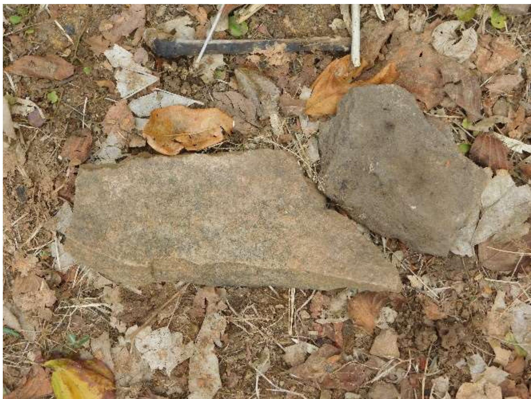 Fig. No. 10: A view from the top of the site (Khukhma Khoh) and Stone Tools found from the Site 