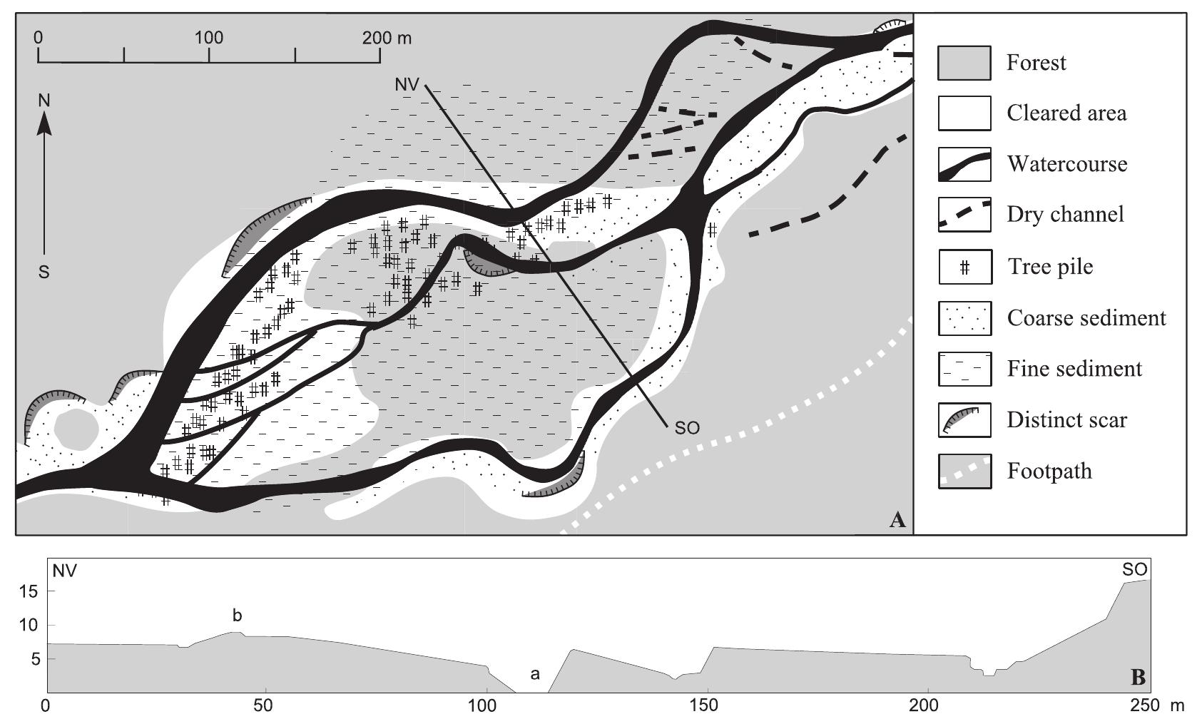 Detailed map of part of the study area (for location see