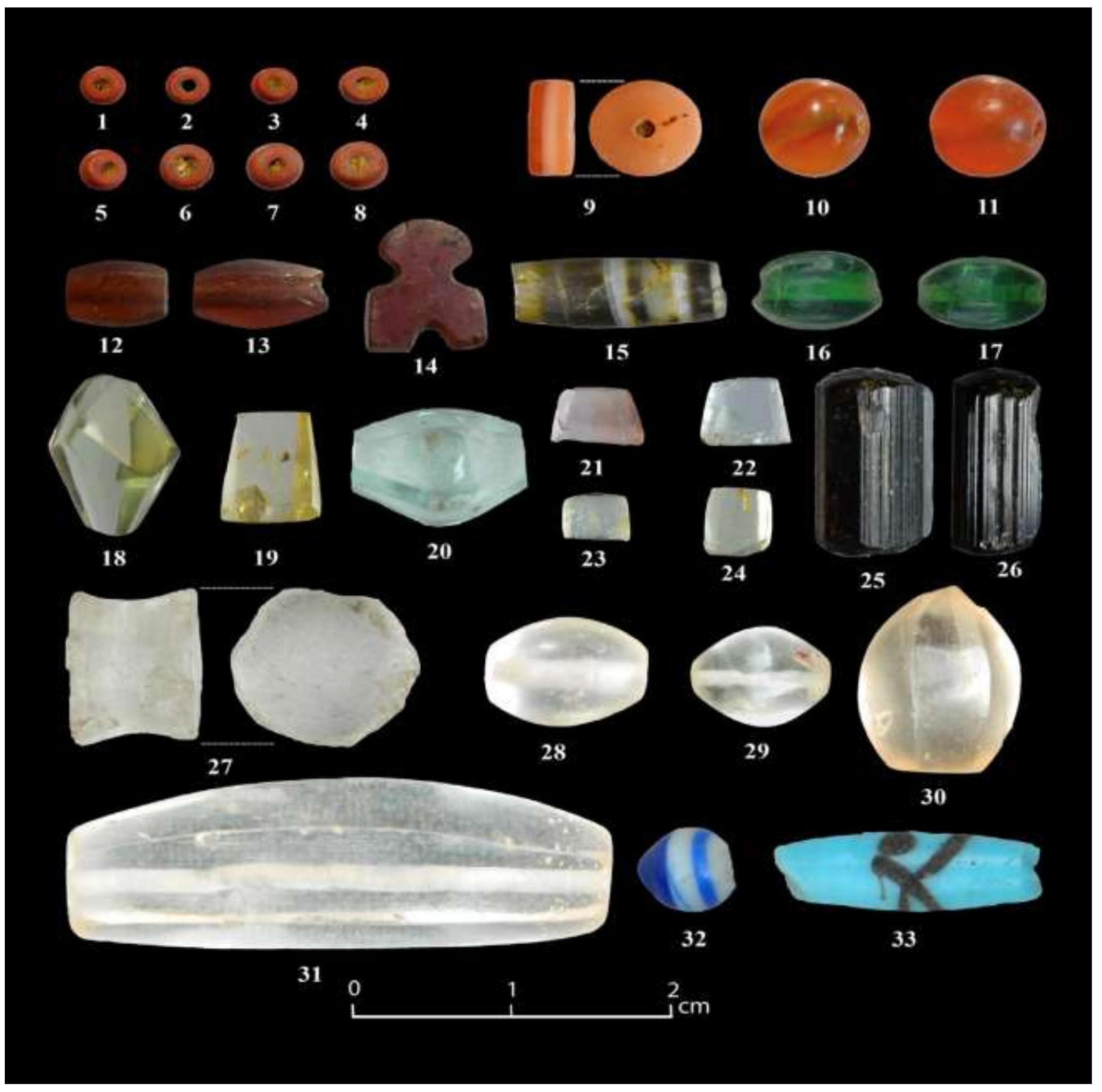 Fig. No. 03: Beads of different shapes and materials from Bhutiapali (Adapted: Dr. P.K. Behera) 