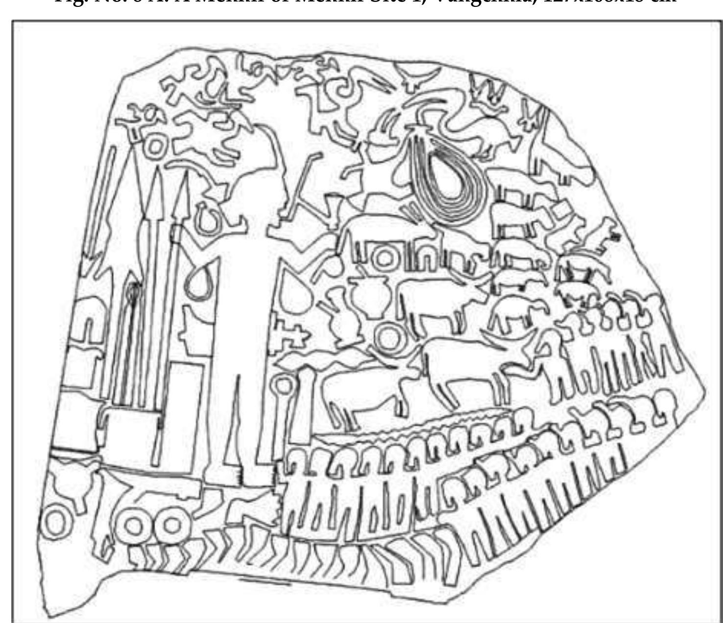 Fig. No. 8 B: A Menhir of Menhir Site 1, Drawing Vangchhia, 127x108x18 cm 