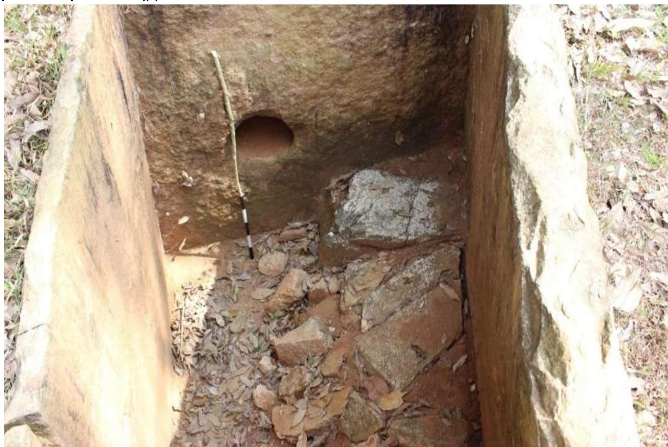 yielded any remaining parts of the Urn Burial.  Fig. No. 19: Cist with destroyed stone bench, Aarattupara 