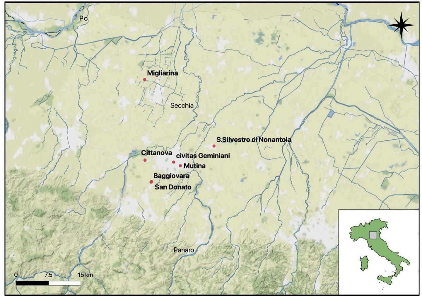 1. The Modena area in the 8" century: a polycentric territory. 