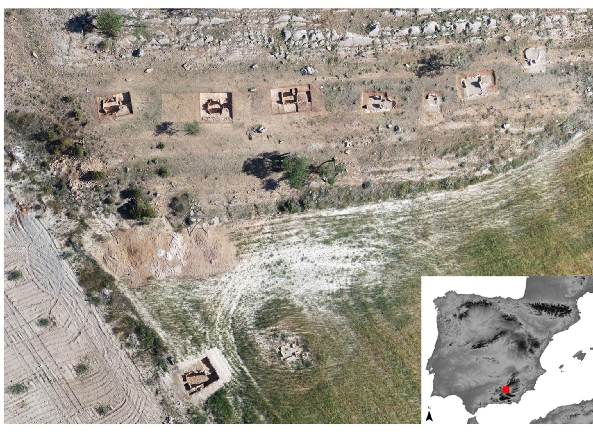 Fig. 1 Orthophotography with the location of the 9 excavated tombs at Panoria cemetery 