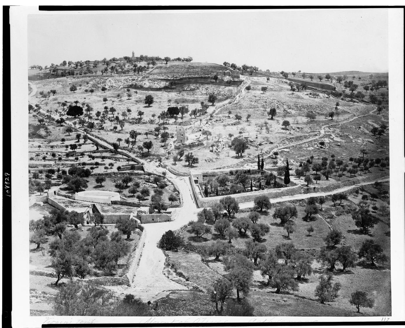 Fig. 1. Virgin’s tomb, Mount of Olives, Gethsemane. Photograph © P. Bergheim, between 1860 and 1880. Moun of Olives, Jerusalem, https://wwwloc.gov/item/92500668/.   Back in Jerusalem, the early Muslim development of a nucleus of sanctity with the erection of the Dome of the Rock and the Mosque of al-Agsa did not preclude Muslims paying homage to Christian complexes.” Besides the Holy Sepulchre, the second area of interest was located east of the esplanade built over the remains of the Jewish temple. The area includes locales such as the Garden of Gethsemane, the Valley of Gehenna, and the Mount of Olives, on top of which was the Church of the Ascension (Fig, 1).  Suleiman A. Moutad, “Jerusalem in Early Islam. The Making of Muslims’ Holy City,” in Routledge Handbook on Jerusalem, ed. Suleiman A Mourad, Naomi Koltun-  Fromm, and Bedross Der Matossian (London and New York: Routledge, 2019), 77-89. 