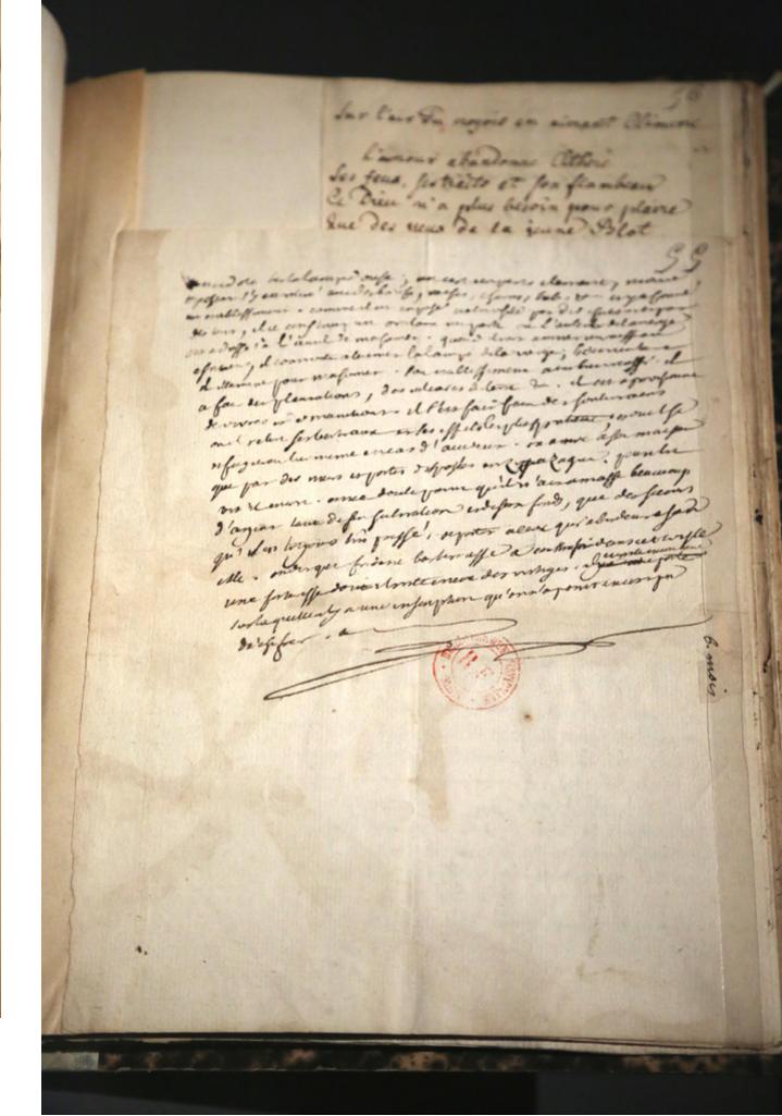 Fig. 24. Autographe de Denis Diderot, anecdote sur Vile de Lampedusa, recueil Mélanges de littérature, manuscrit, BnF, Paris, Liew saints partagés, MNHI, 2017-18. 