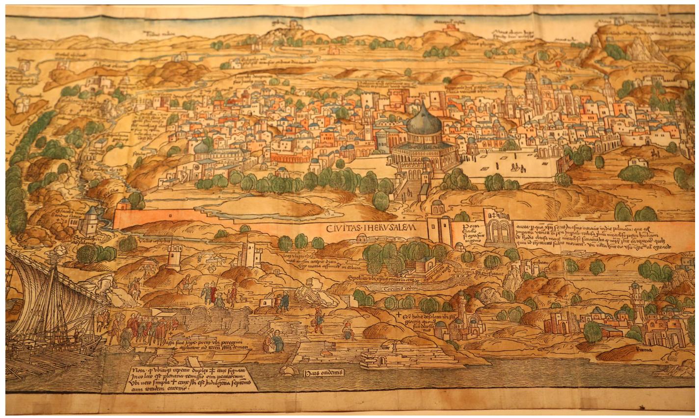 Fig. 26. Bernhard von Breydenbach, View of Jerusalem in Peregrinatio in Terram Sanctam (detail, 1486), Shared Sacred Sites, The New York Public Library, Rare Book Division, 2018. 