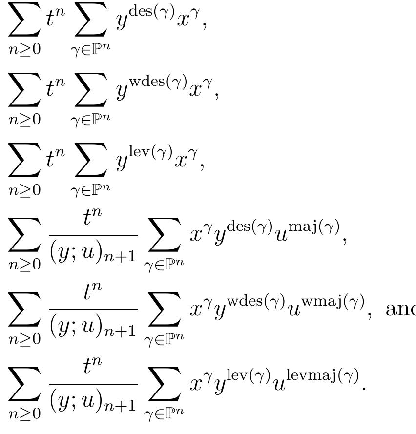 We say that o is an up-down permutation if  Notice that there are three analogues for des and maj, respectively. It turns 
