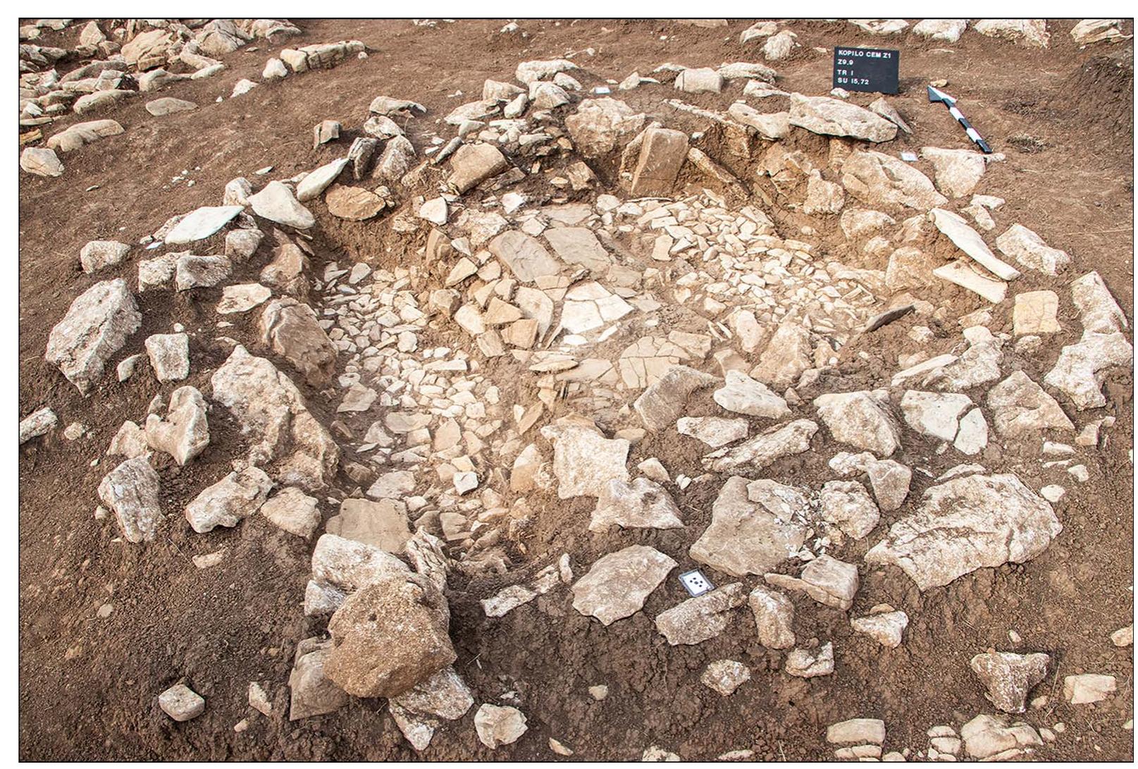 Figure 4. Stone structure SU 15 at Kopilo cemetery, with three distinct grave floors (photograph by M. Gavranovit). 