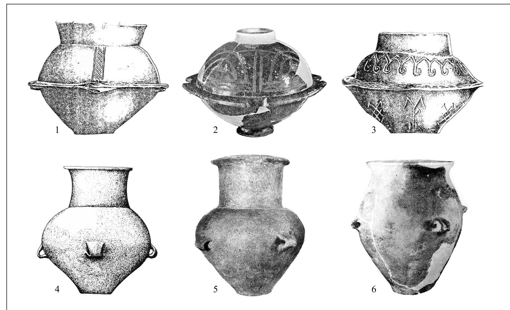 Aleksandar KAPURAN, Mario GAVRANOVIC, Igor J OVANOVIC Bronze Age Burials within the Morava, Nisava and Timok Basins (45-72  arge stone circle was filled with smaller stones (Fig. 9). This resembles the burial traditions known from the Magura and Kriveljski Kamen—Bunar sites. Judging by the grave goods, which are more abundant than in he case of cemeteries in the Timok Basin, and by the stylistic and typological characteristics of the urns, the Madilka necropolis is much closer to the Brnjica group. However, of particular interest are two urs with typo- ogical traits more typical of the Paracin group. They are both belly-shaped with tongue shaped handles and Buckel protomes in between. !?! What is also indicative of Madilka is the appearance of the smaller beakers or kantharoi, lavishly decorated with a white incrustation that some authors connect with western Bulgaria and an area of the Cepin group.!* However, in the systematic evaluation of the two-handled beakers in the Central Balkans by A. Bulatovic, the finds from Madilka are attributed to the so-called Paracin type, distinguished by decorations with either an incised inverted letter V or letter M, and with spiral endings.!?3 Additionally, among the finds from Madilka is also a beaker with an extremely biconical recipient on a high foot. This is a shape uncommon for urn cemeteries in eastern and   Central Serbia, and points more to the Tumuli cul- ture.'*4 The next analogy is a similar beaker from the burial mound of Lugovi near Zvornik, in eastern Bos- nia.!*° It can be presumed that some of the beakers or other smaller vessels had the function of a lamp, prob- ably with a chthonic background. In this context, we should mention small ladle-shaped cups from Trnjane and Hajdu¢éka Cesma, also identified as lamps,!*° as well as smaller jugs from the site of IdoS in the area of Banat, which most likely had the same function. !?7 Given the heterogeneous character of the finds from Madilka with elements of the Brnjica and Paracin groups, grave architecture similar to north-eastern Serbia and some vessels indicating a link to the Tumuli  