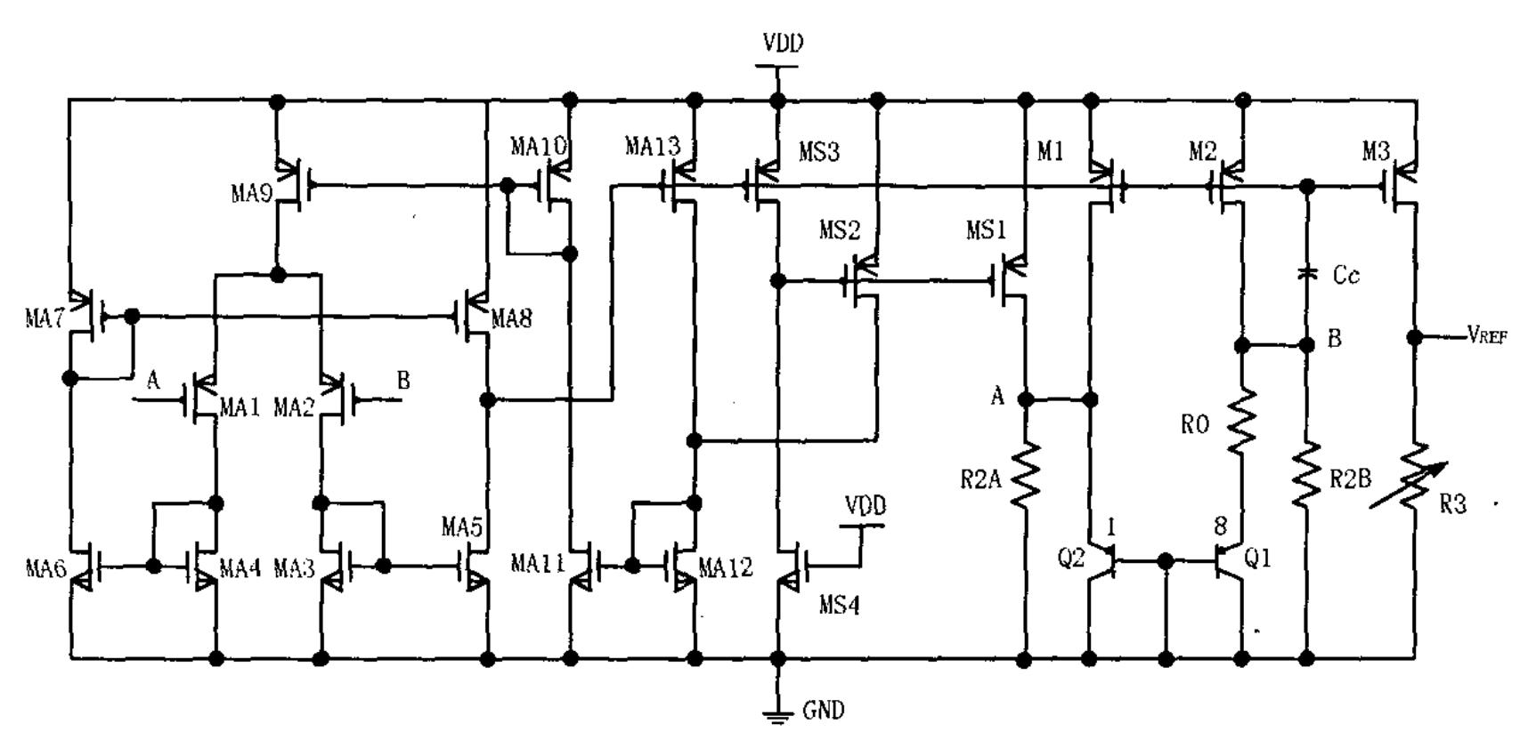 Figure 2 - CMOS bandgap voltage reference with 1.8-V power