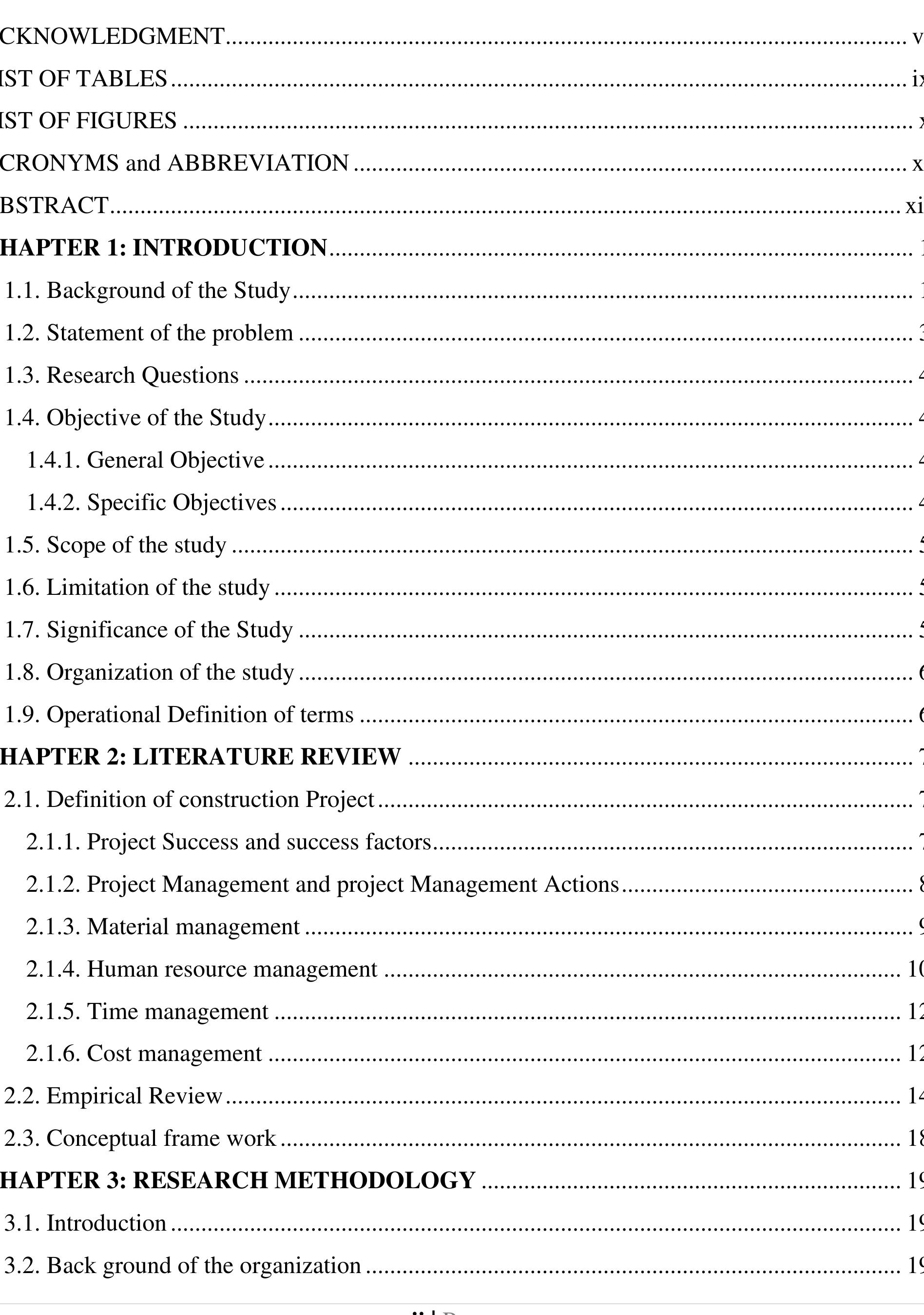 Table 1 - from Factors Affecting the success of construction