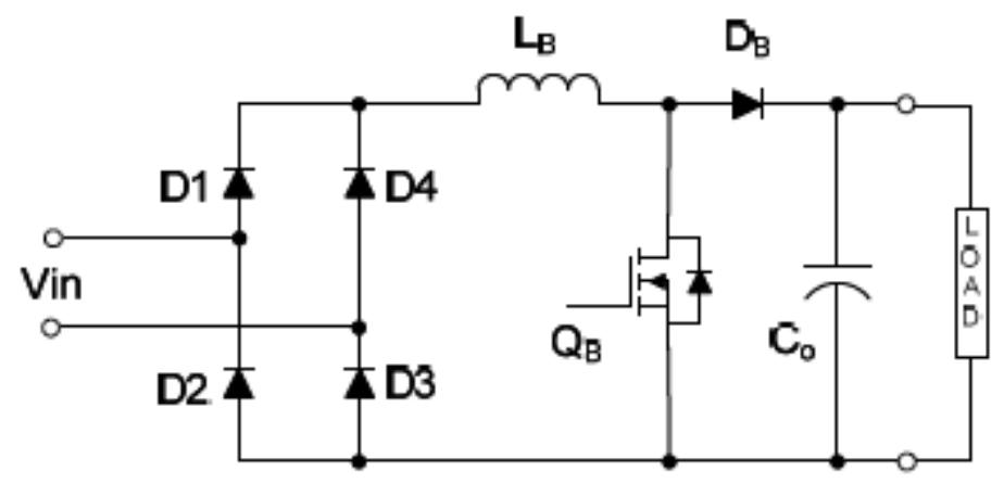 Schematic of rectifier + conventional boost converter.