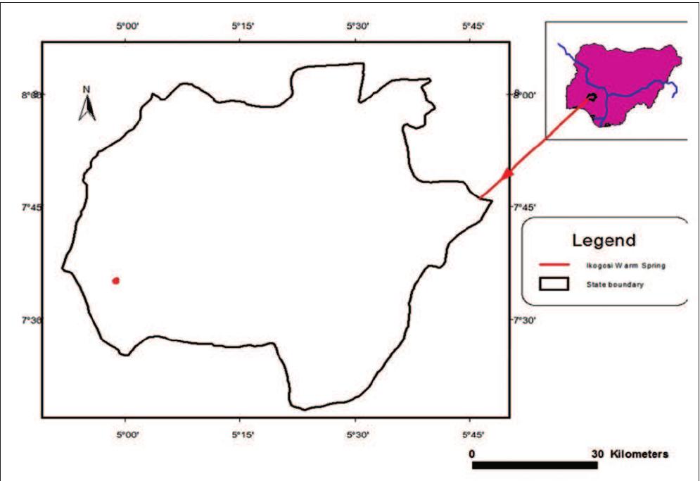 Map of ekiti state nigeria showing the location of ikogosi