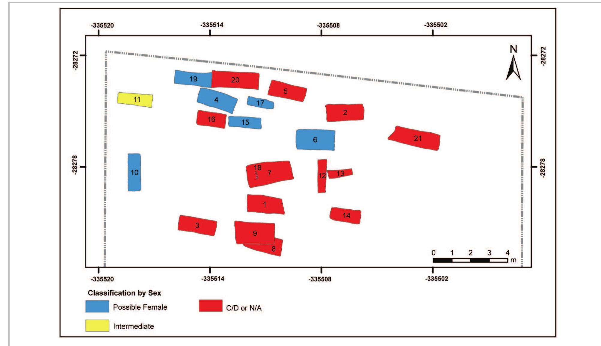 Fig. 8- Distribution of graves by sex. 