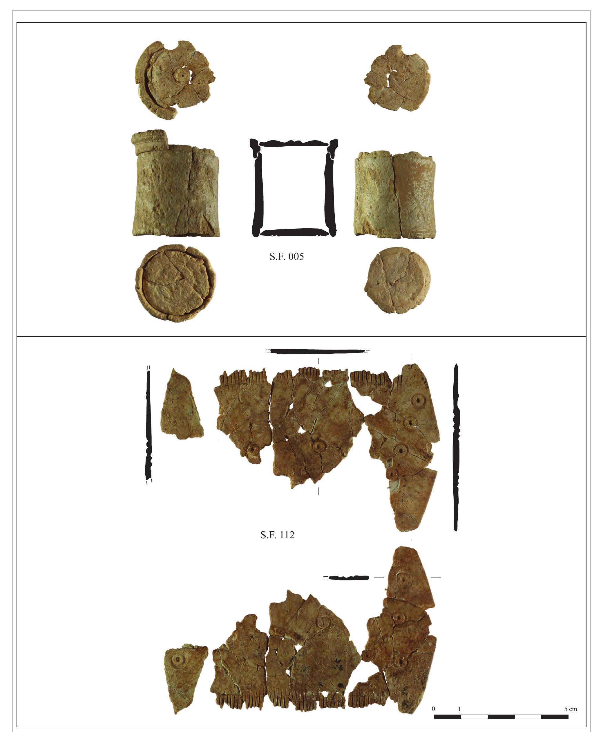 PI. 7- Pyxis (S.F. 005) and comb (S.F. 112). (R. Antonios). 