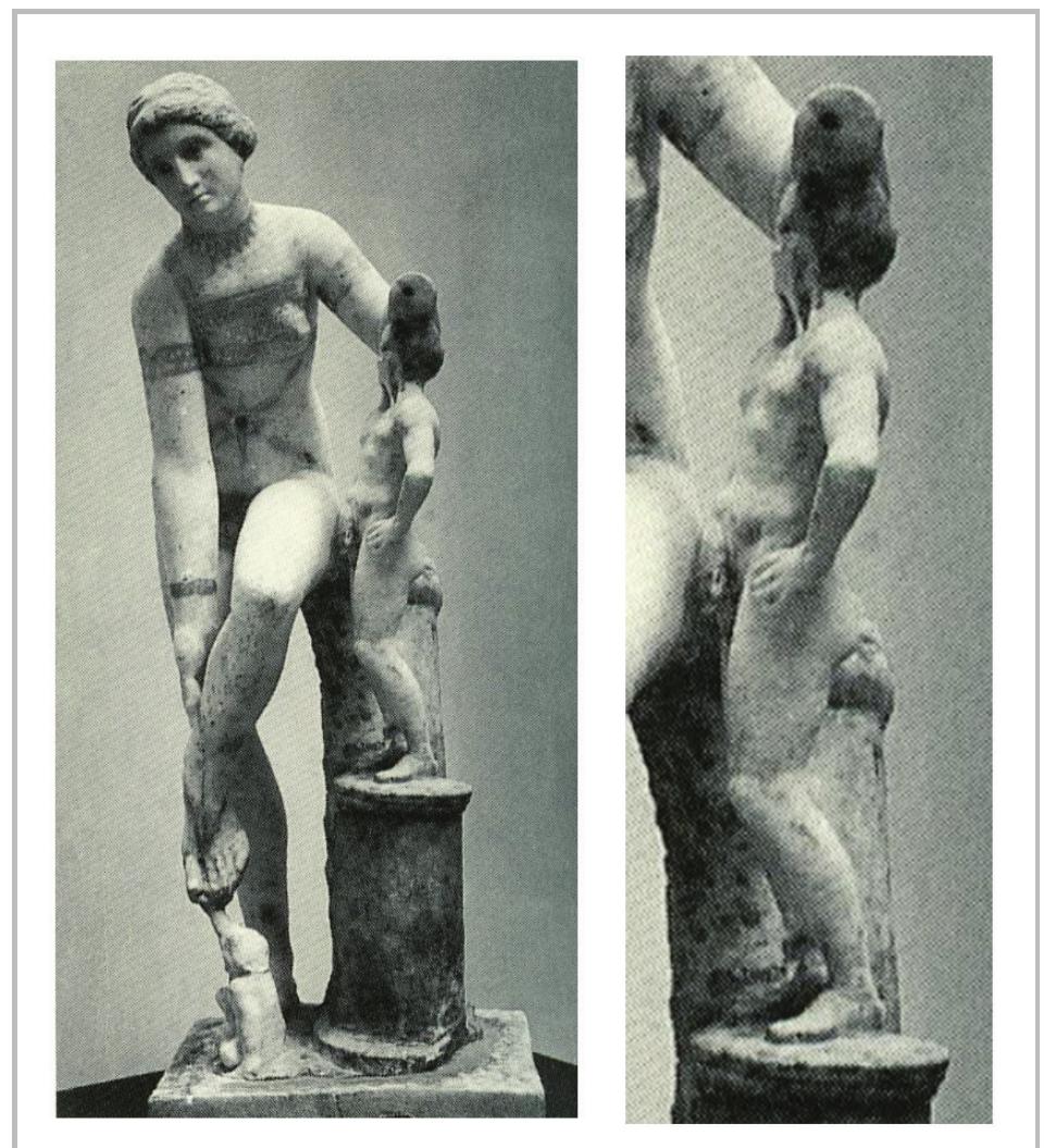 artefacts show the goddess associated with a swan or another type of bird"° (fig. 23). Eros is also at times represented with birds such as swans, geese and peacocks. !!4 