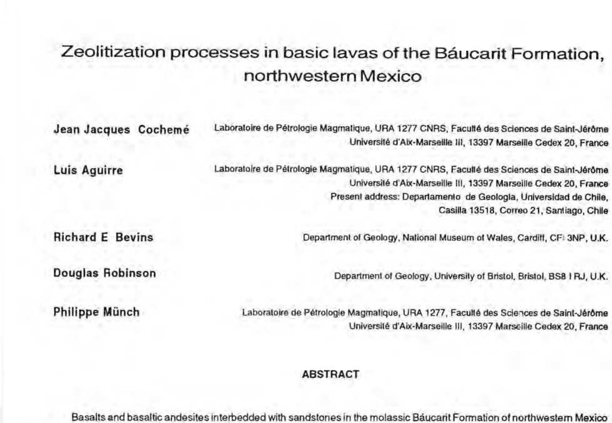 Figure 1 - Zeolitization processes in basic lavas of the