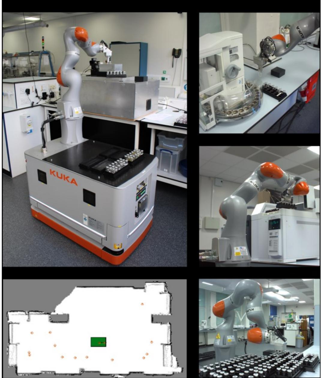 Autonomous mobile robot and experimental stations. a,