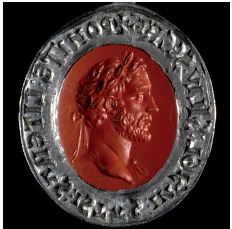 Red String Intaglio Red jasper intaglio depicting the head of emperor antoninus