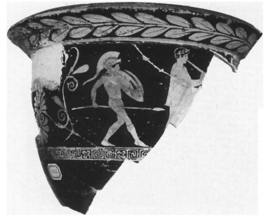 Fig. 23. Attic red-figure bell krater, Niobid Painter, ca. 460. Armed woman wearing only shorts, and auletes. Uncertain context. Paris, Musée du Louvre Cp 10846. (Photo M. and P. Chuzeville, courtesy Museum) 