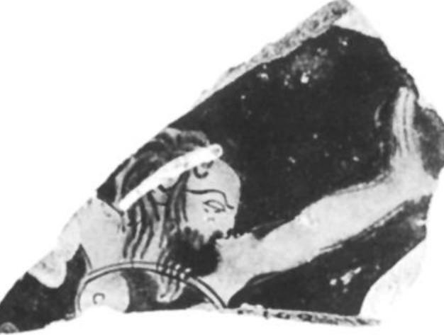 Fig. 29. Attic red-figure bell krater fragment, unattributed, ca. 400. Satyr wearing “falsies.” Agora Excavations, Pnyx P 169. (Courtesy American School of Classical Studies at Athens)  of aikeia, battery, against Konon, father of Ktesias (the son, it seems, was the real culprit in the inci- dent, if not Ariston himself). We will never know what actually happened; all we have is one account in a prosecutor’s speech that appears to distort the facts.!03 But for our purposes it is the rhetorical con- struct, not the elusive truth, that matters. Demos- thenes represented Konon and his sons as of a prom- inent family in Athenian society, though they are not otherwise known to be of liturgical class.!04 From its opening word (bPeuoGeic) the speech carefully con- structs an image of aristocratic arrogance and anti- democratic violence even while expressly refusing to lay the more weighty (and seemingly appropriate) charge of hybris (Dem. 54.1). We are told of aristo- cratic hetaireiai whose members, young men (tellingly described as sons of kaloi kagathot) ostentatiously en- gaged in drunken violence, calling themselves ribald names like ithyphalloi, autolekythoi, or triballoi (Dem. 54.14, 54.39). The plaintiff, Ariston, claimed that 