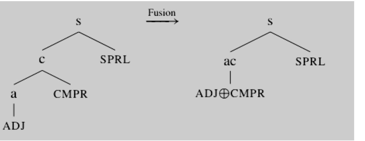 The derivation of superlatives from comparatives is also