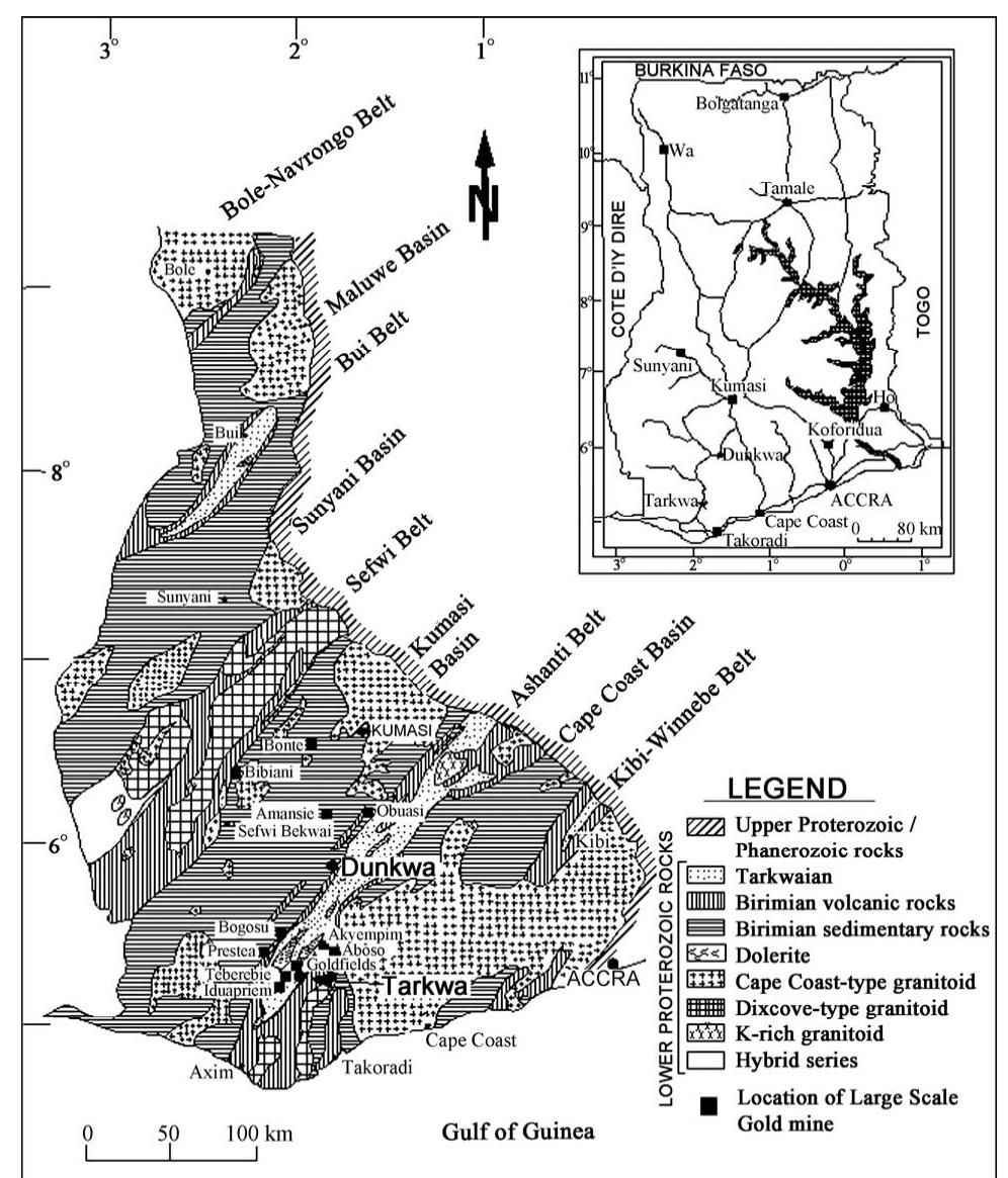 Brimian Rocks Simplified geological map of south west ghana showing the