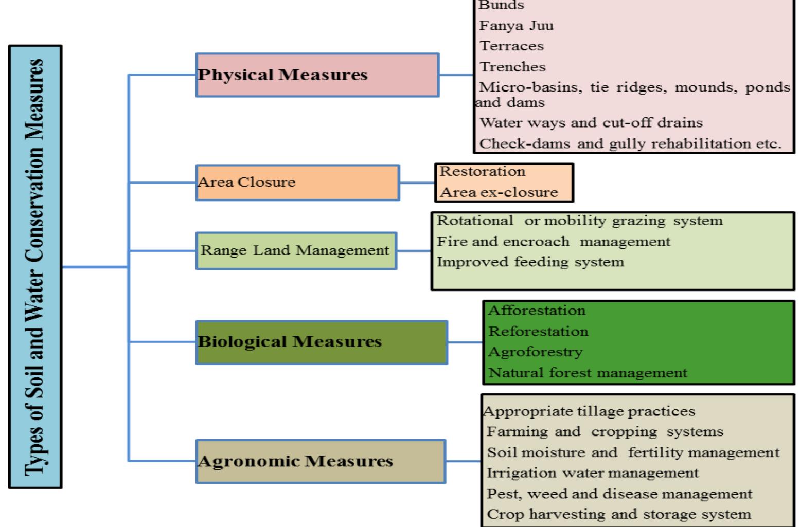 Types and technologies of soil and water conservation